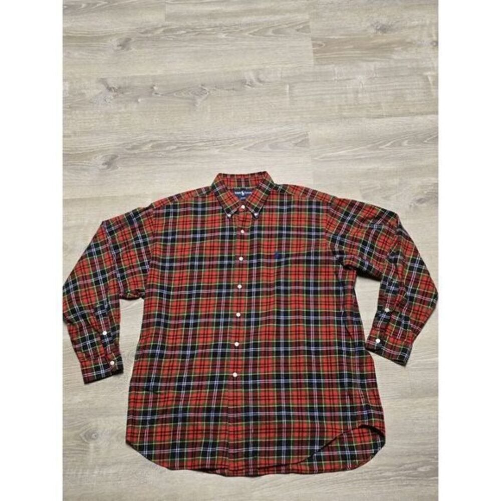 Ralph Lauren Blake Men's Red Plaid Flannel Button Up w/Blue Polo Pony Size XL